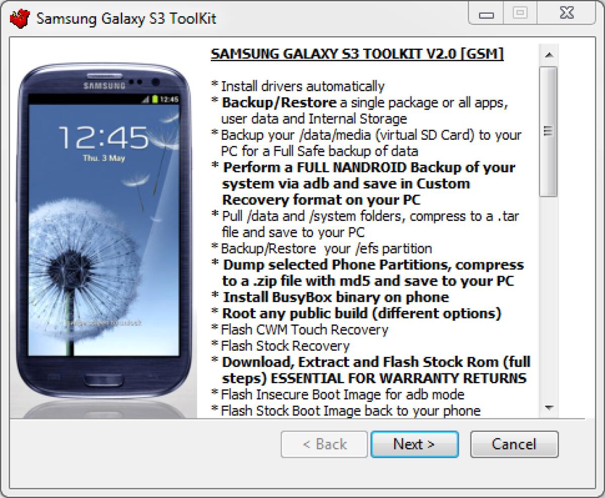 Galaxy S3 Toolkit 2.0: Installa Drivers, Effettua Backup, Root e Installa la Recovery utilizzando un unico programma - 
