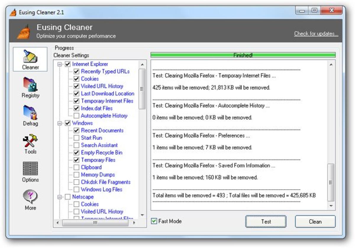 Eusing Cleaner, alternativa a CCleaner per ottimizzare e velocizzare Windows - 