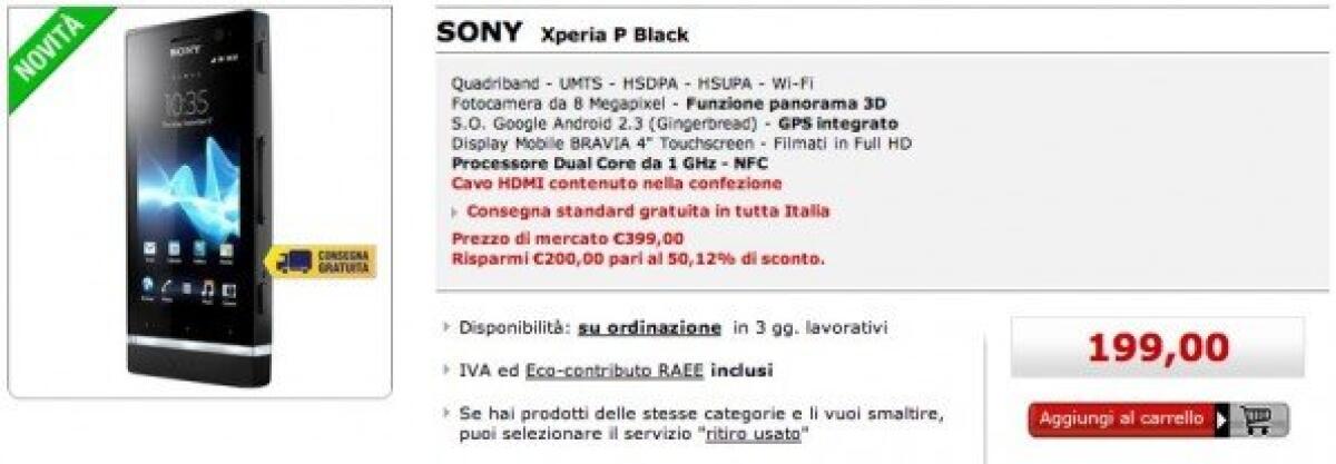 Sony Xperia P in offerta a 199€ (-50%) - 