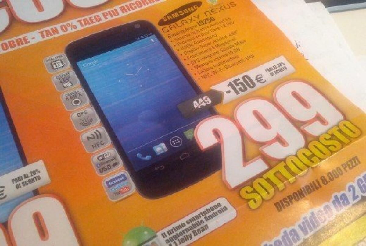 Samsung Galaxy Nexus a soli 299€ da MarcoPolo - 