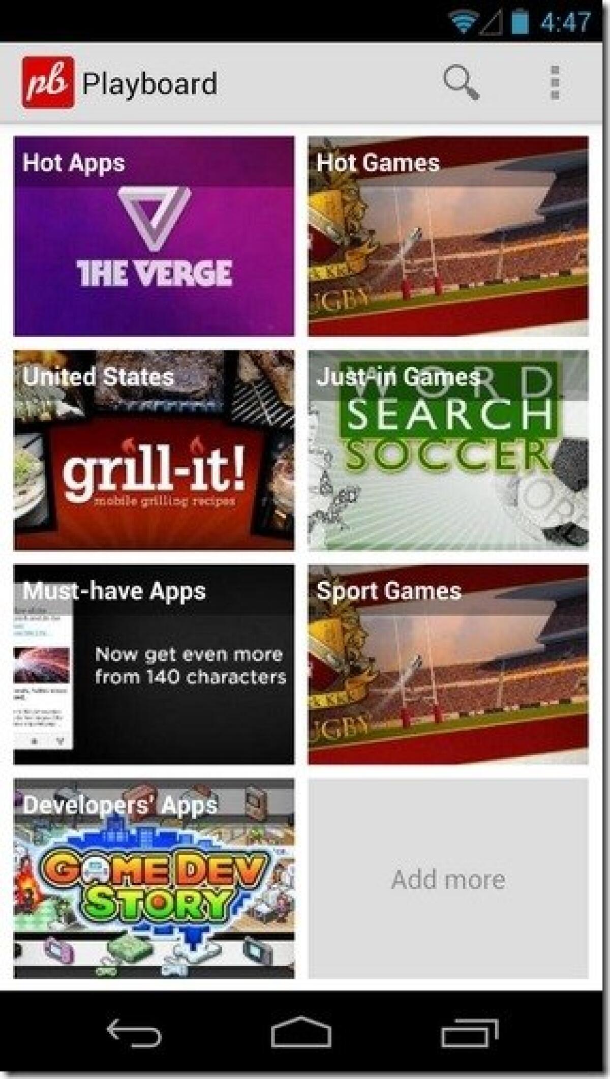 Playboard: scoprire nuovi giochi, programmi e applicazioni per Android - 