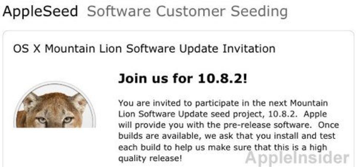 Apple invia agli sviluppatori OS X 10.8.2 - 