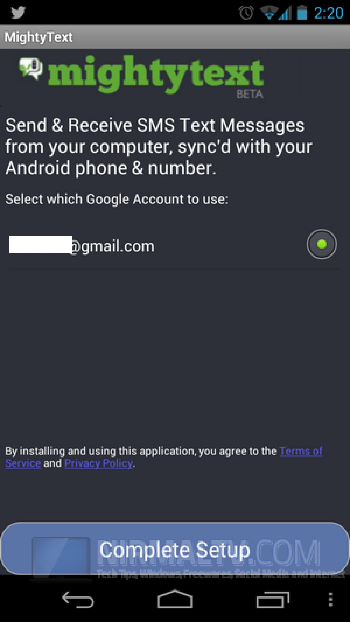 Inviare e Ricevere Messaggi SMS da Computer usando Android: MightyText - 