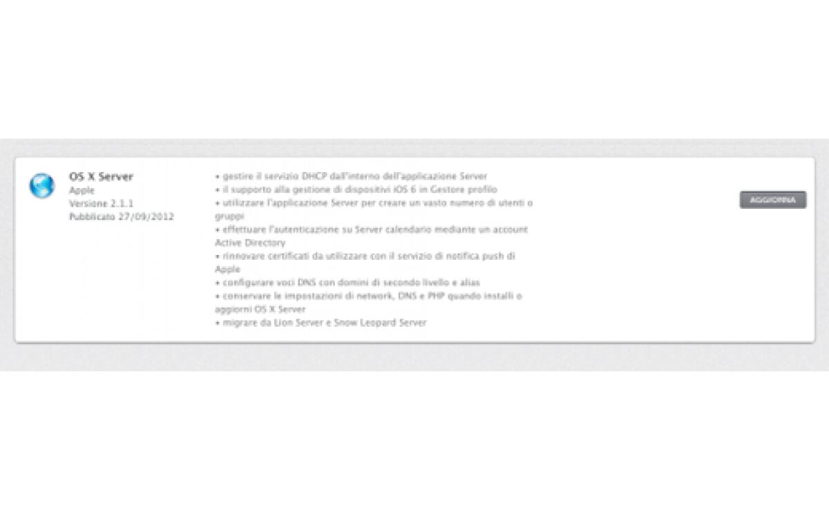 OS X: Apple rilascia un nuovo aggiornamento per OS X Server che arriva alla versione 2.1.1! - 