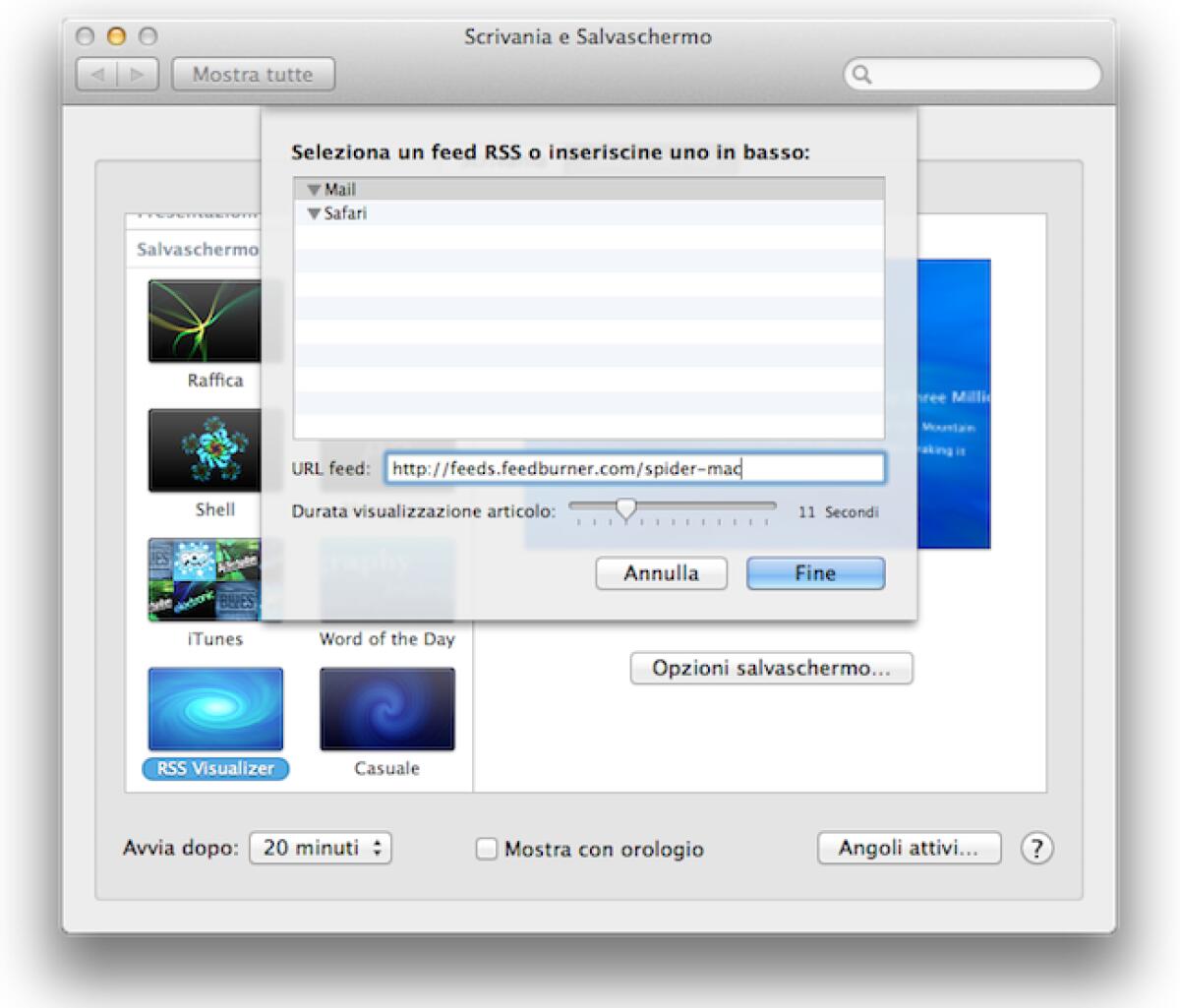 Come ripristinare il salva schermo RSS Visualizer di Lion su Mountain Lion! - 