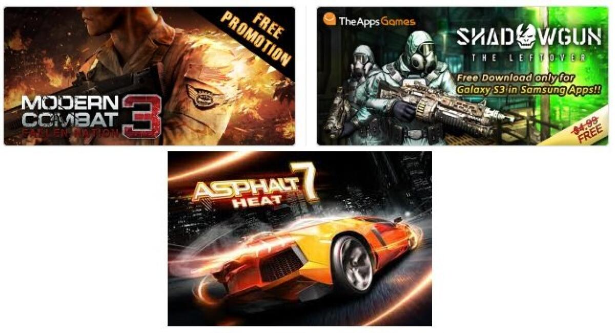 Asphalt 7 Heat, Modern Combat 3 e Shadowgun Gratis per il Galaxy S3 su Samsung Apps - 