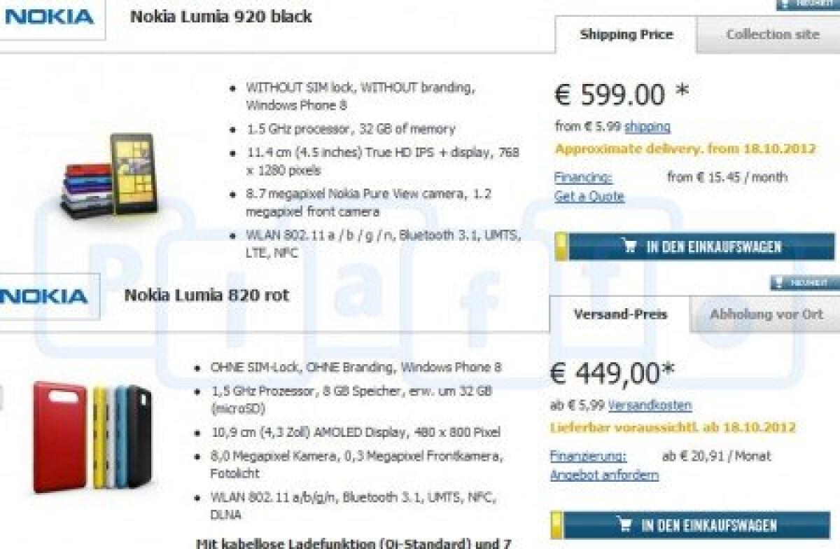 Preordini per Nokia Lumia 820 e 920. Ecco i prezzi e le date di consegna! - 