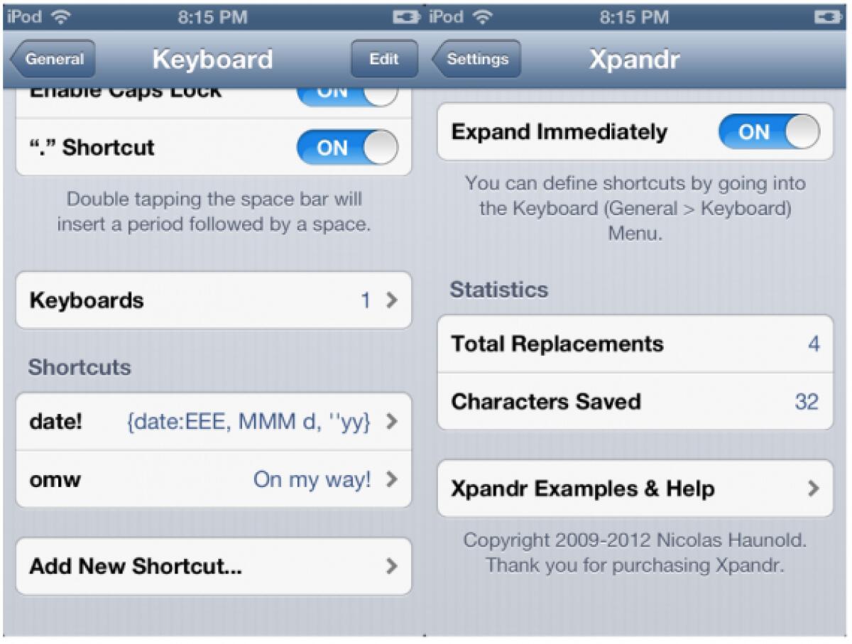 Xpandr 2: scorciatoie intelligenti alla tastiera dell'iPhone. [CYDIA] - 