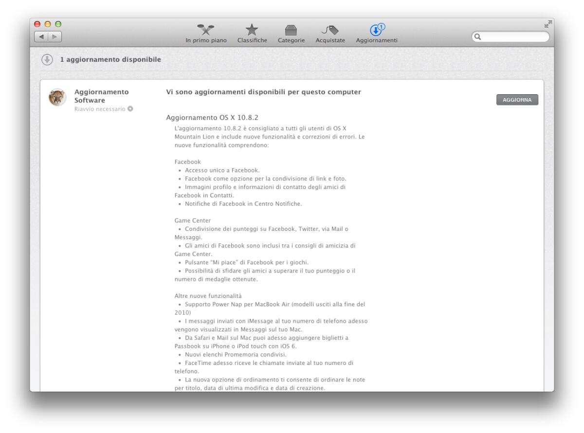 Rilasciato Mountain Lion 10.8.2: Arriva l'integrazione con Facebook e numerose novità! - 