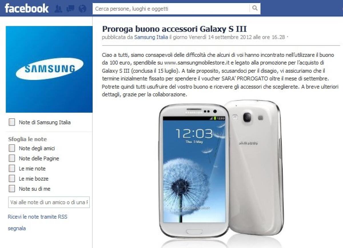 Proroga della Promo per gli Accessori Galaxy S3 oltre il 30 Settembre - 