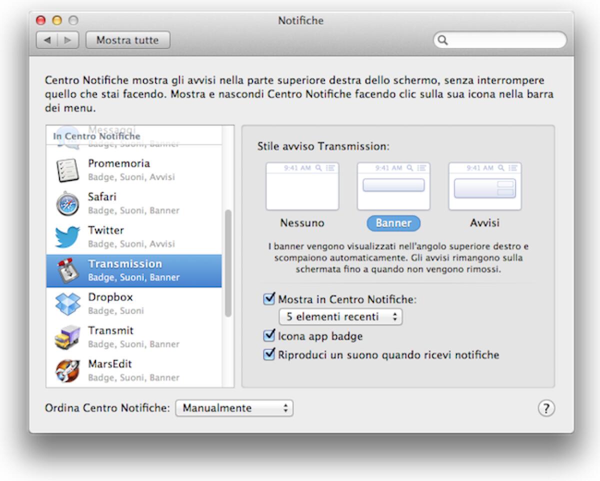 Transmission 2.71: Ecco come integrare Transmission al centro notifiche di Mountain Lion! - 