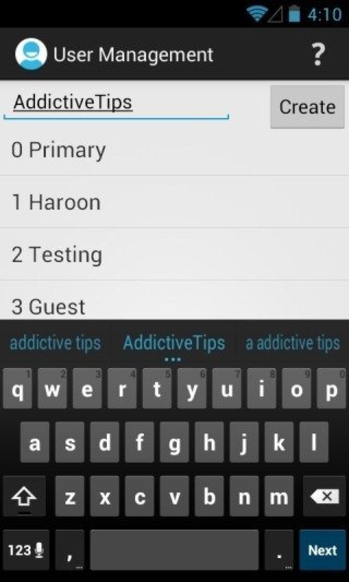 User Management: Gestione Multi Account su Jelly Bean con Interfaccia Grafica - 