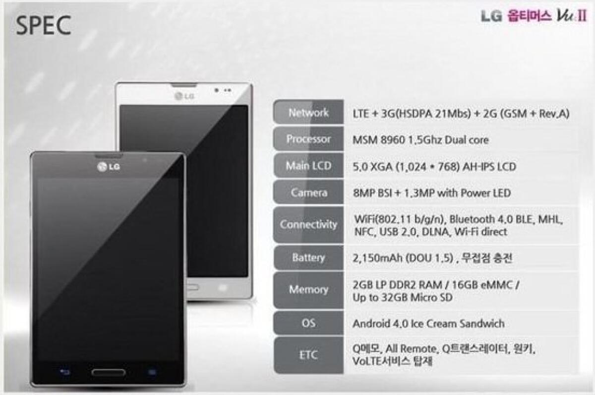 LG Optimus Vu 2: caratteristiche e scheda tecnica - 