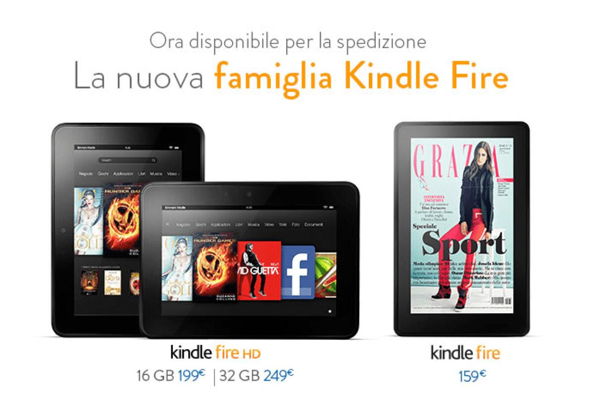 Amazon Kindle Fire e Kindle Fire HD disponibili ufficialmente in Italia: ecco i prezzi ufficiali - 