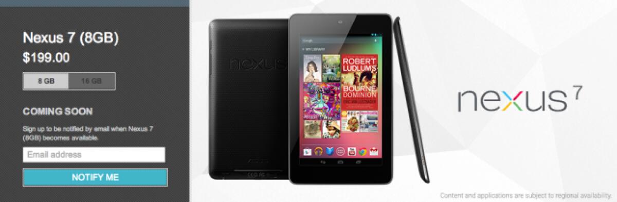 Addio al Nexus 7 da 8GB: Google lo rimuove dal Play Store - 