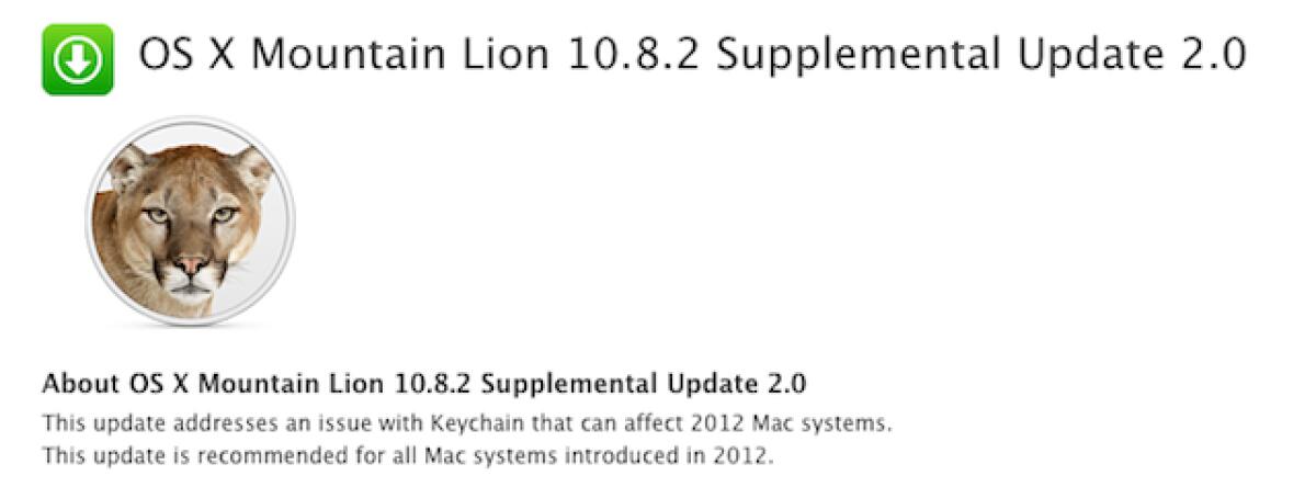 Aggiornamento Supplementare 2.0 per OS X 10.8.2 e i Mac 2012: disponibile da poche ore al download! - 