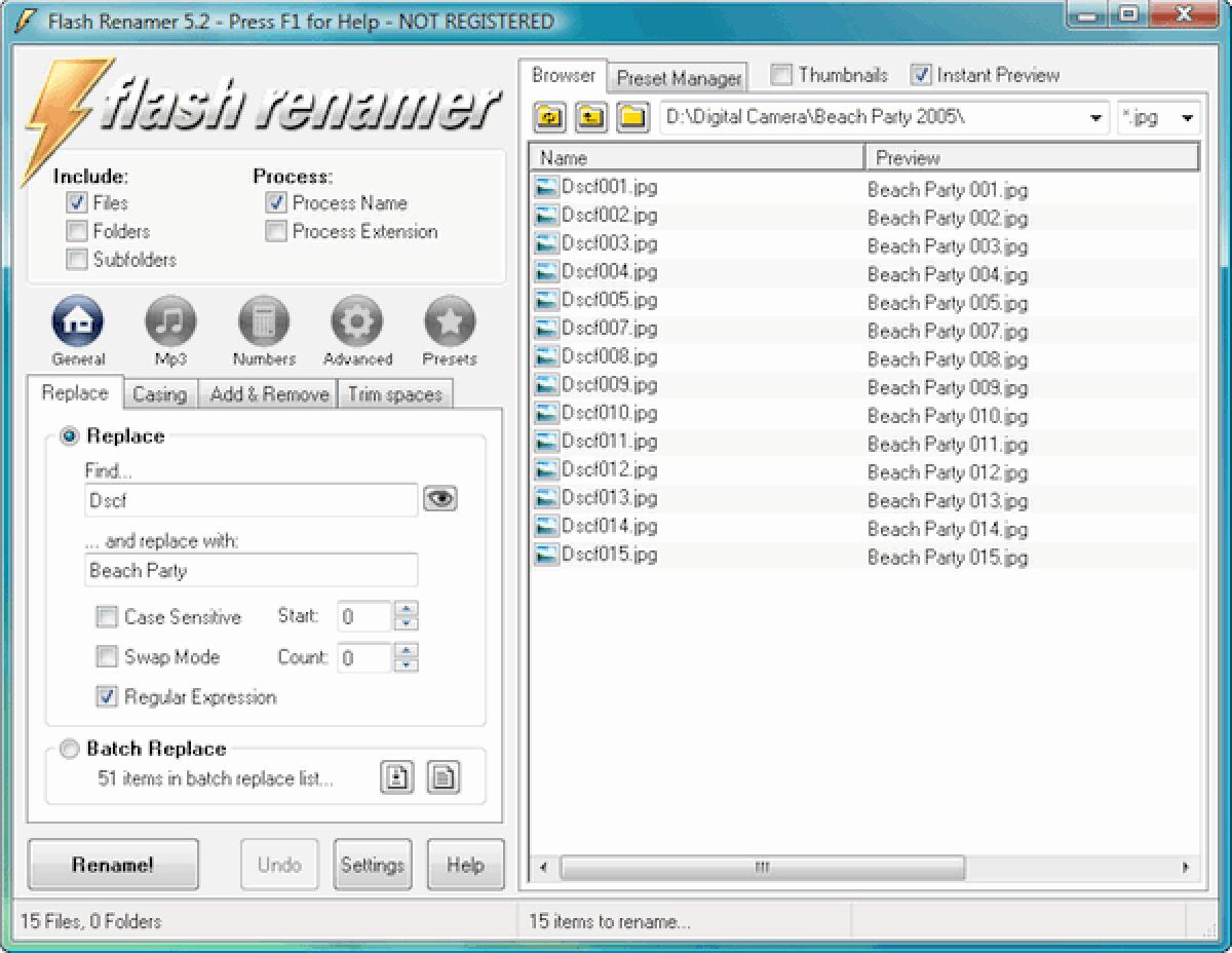 Flash Renamer, rinominare velocemente file multipli - 