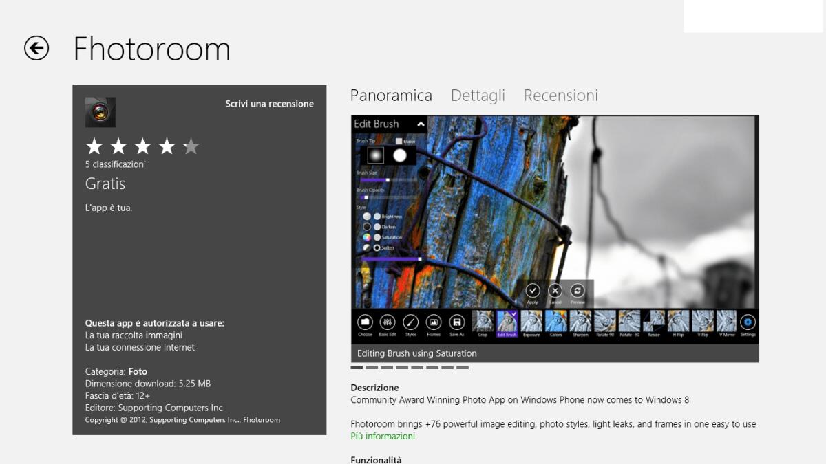 Fhotoroom , foto editor per windows 8 - 