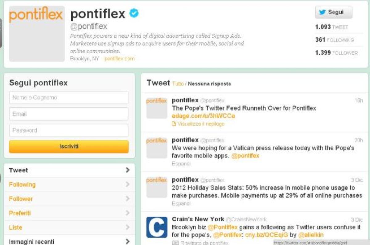 Il Papa arriva su Twitter e fa la fortuna di un'azienda - 