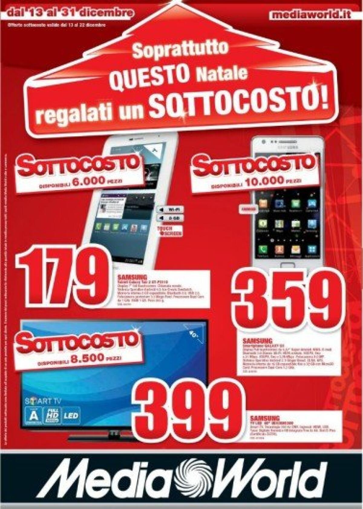 Offerte Natale: Sopratutto questo Natale, regalati un SOTTOCOSTO da Mediaworld - 