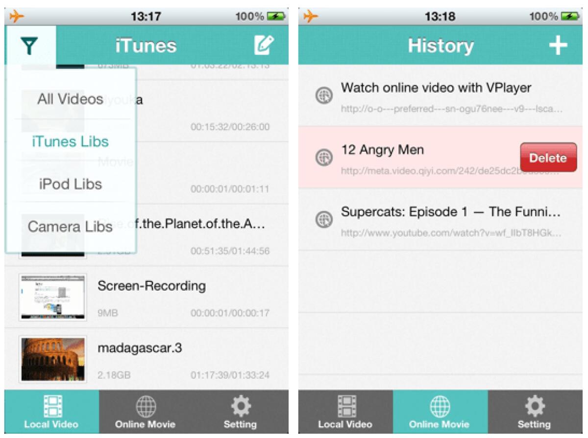 Guardare AVI, MOV, MKV, FLV, AVI su iPhone, iPod e iPad con VPlayer Video Player - 