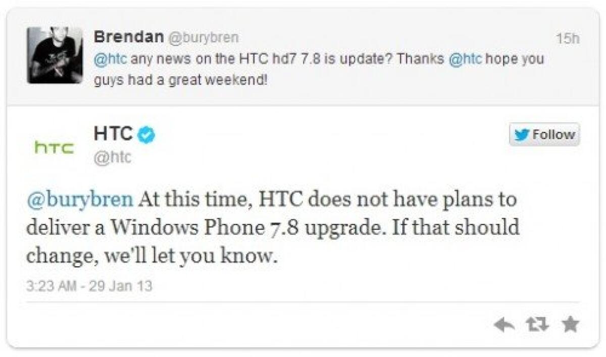 HTC HD7 non sarà aggiornato a Windows Phone 7.8 - 