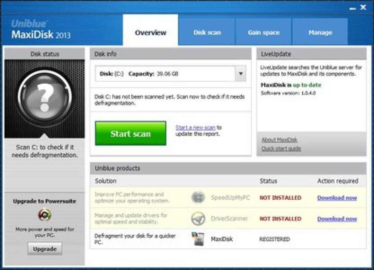 Uniblue MaxiDisk 2013 1.0.4, per velocizzare e ottimizzare Windows e il disco fisso - 