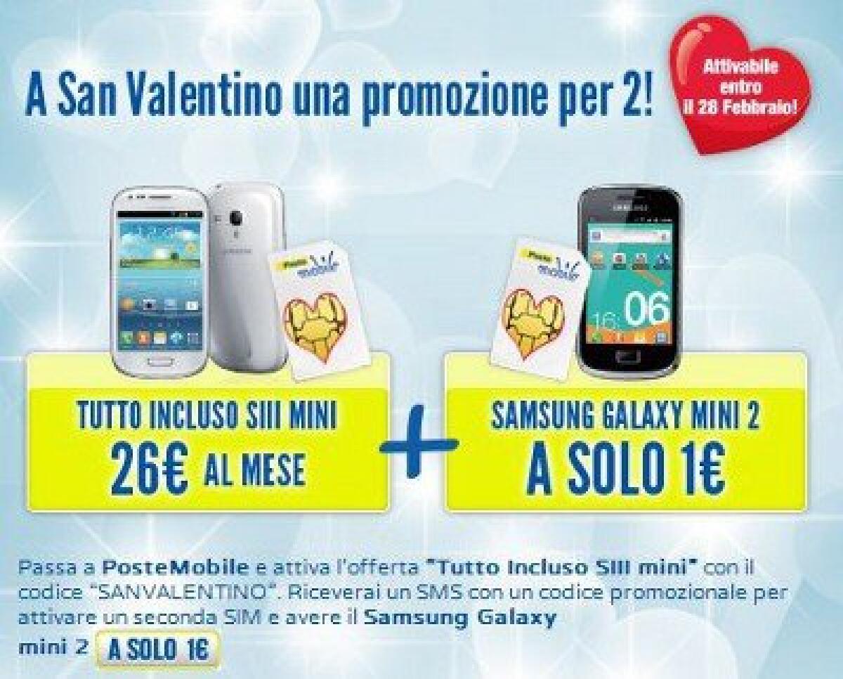 Offerte Smartphone: PosteMobile lancia la promozione per San Valentino e pensa per due - 