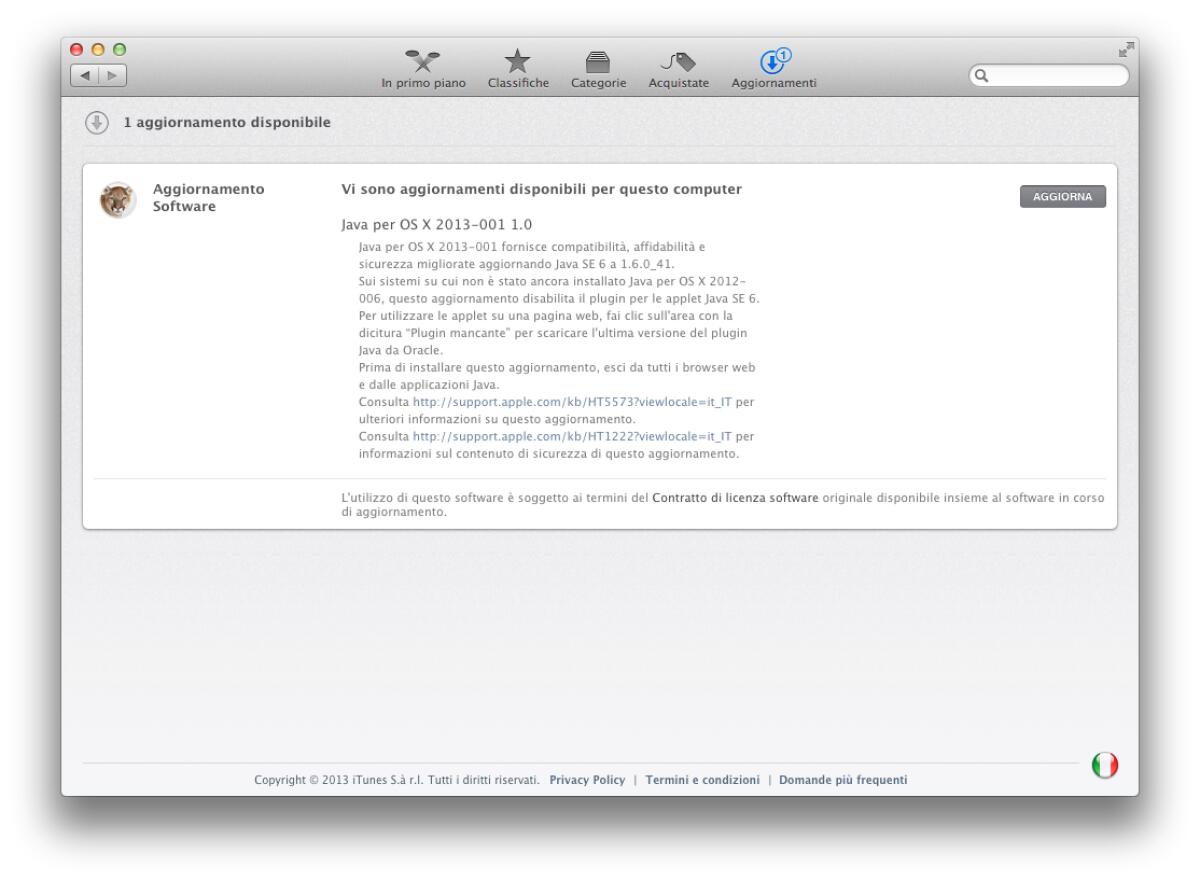 Java per Mac OS X 2013-001 1.0: Apple rilascia un nuovo update per migliorare le prestazioni del runtime Java! - 