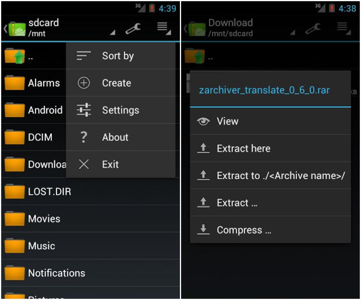 Gestire archivi Zip, 7z, bzip2, tar, deb, tpz, rar su Android con ZArchiver - 