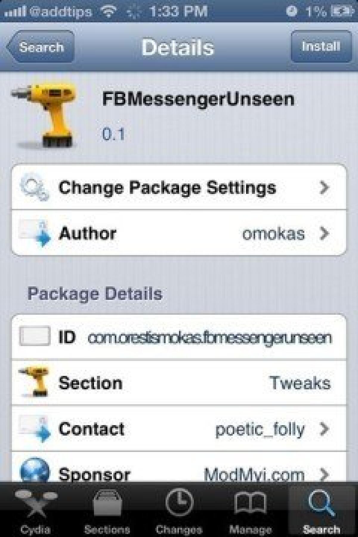 FBMessengerUnseen, per nascondere la lettura dei messaggi di Facebook da iPhone e iPad | Cydia - 