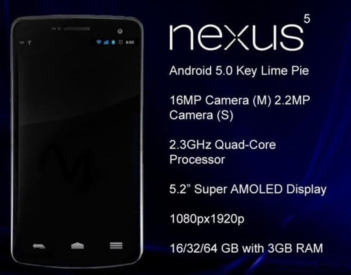 Rumor Nexus 5: Android Key Lime Pie, CPU 2.3 Ghz Quad e 3 Gb di RAM - 