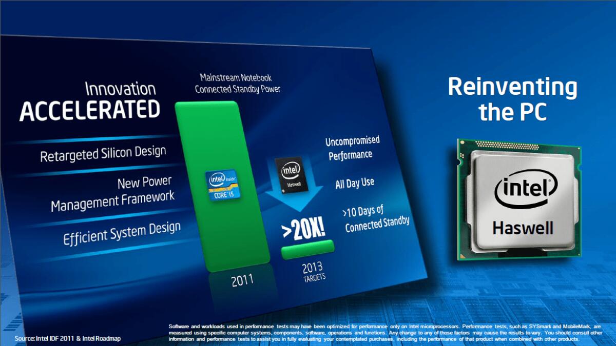 I nuovi processori Intel Haswell aumenteranno del 50% la durata della batteria di tablet e portatili - 