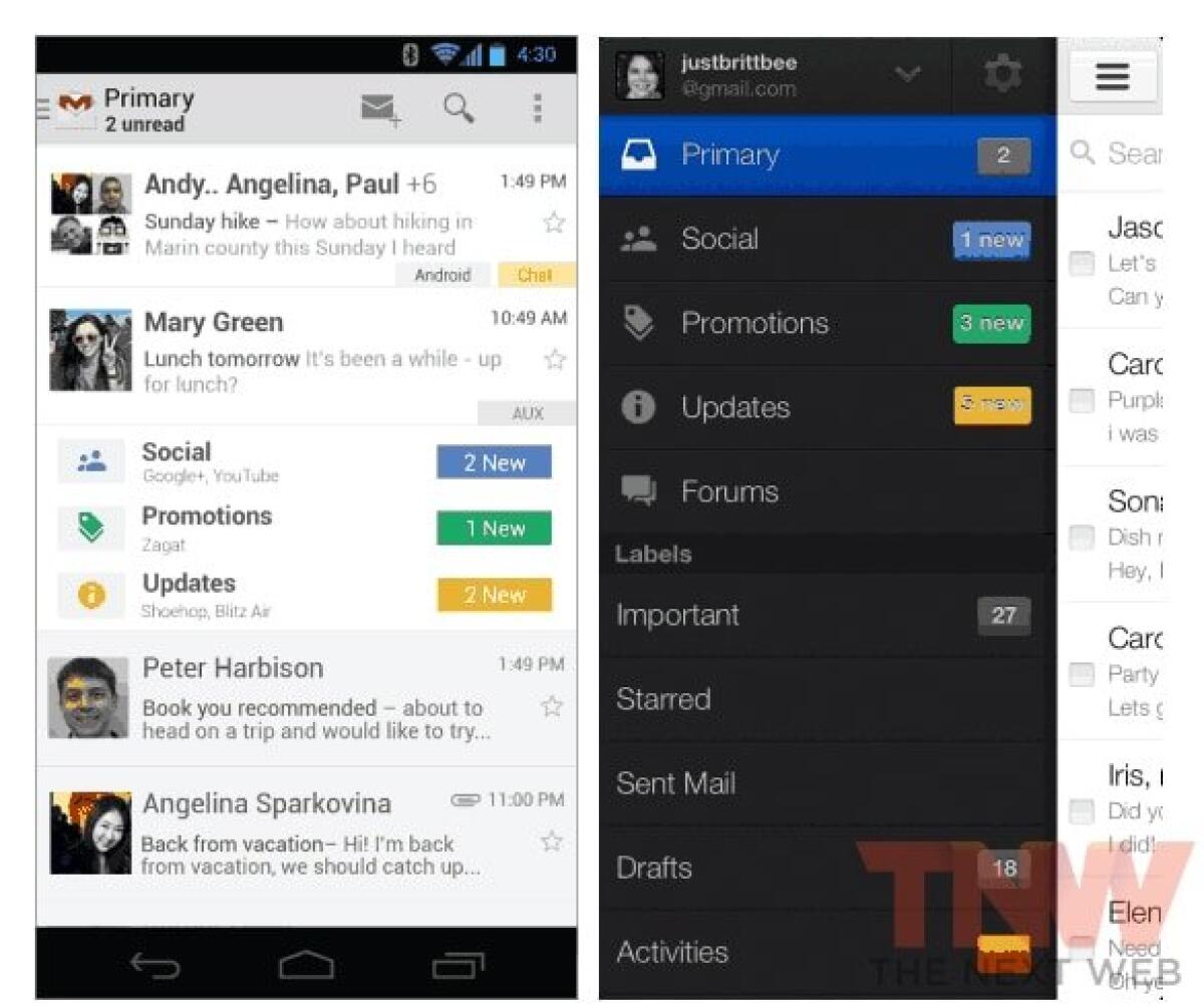 Gmail per Android e Web si rinnova: prime immagini e dettagli - 