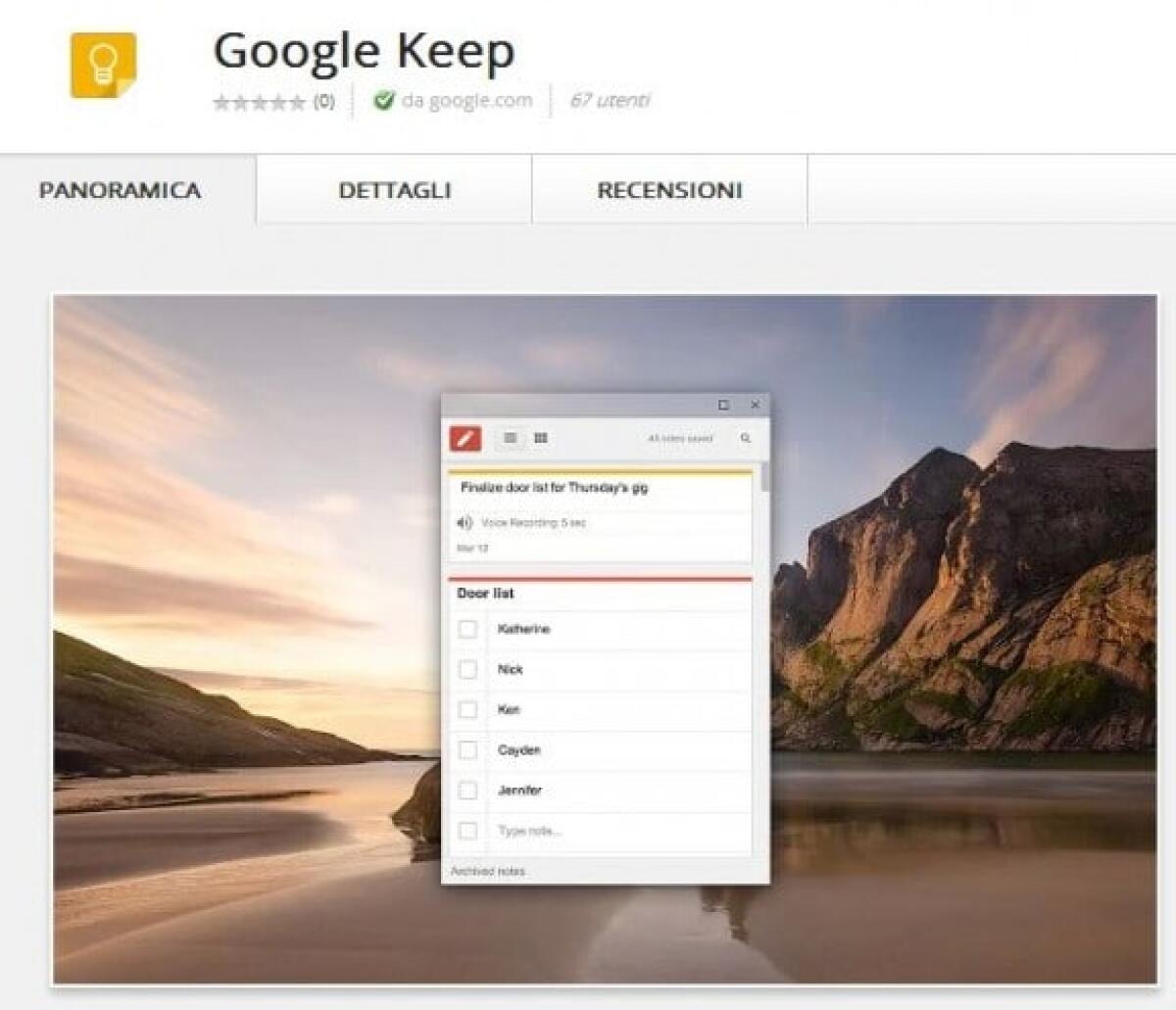 Estensione ufficiale di Google Keep per Chrome - 