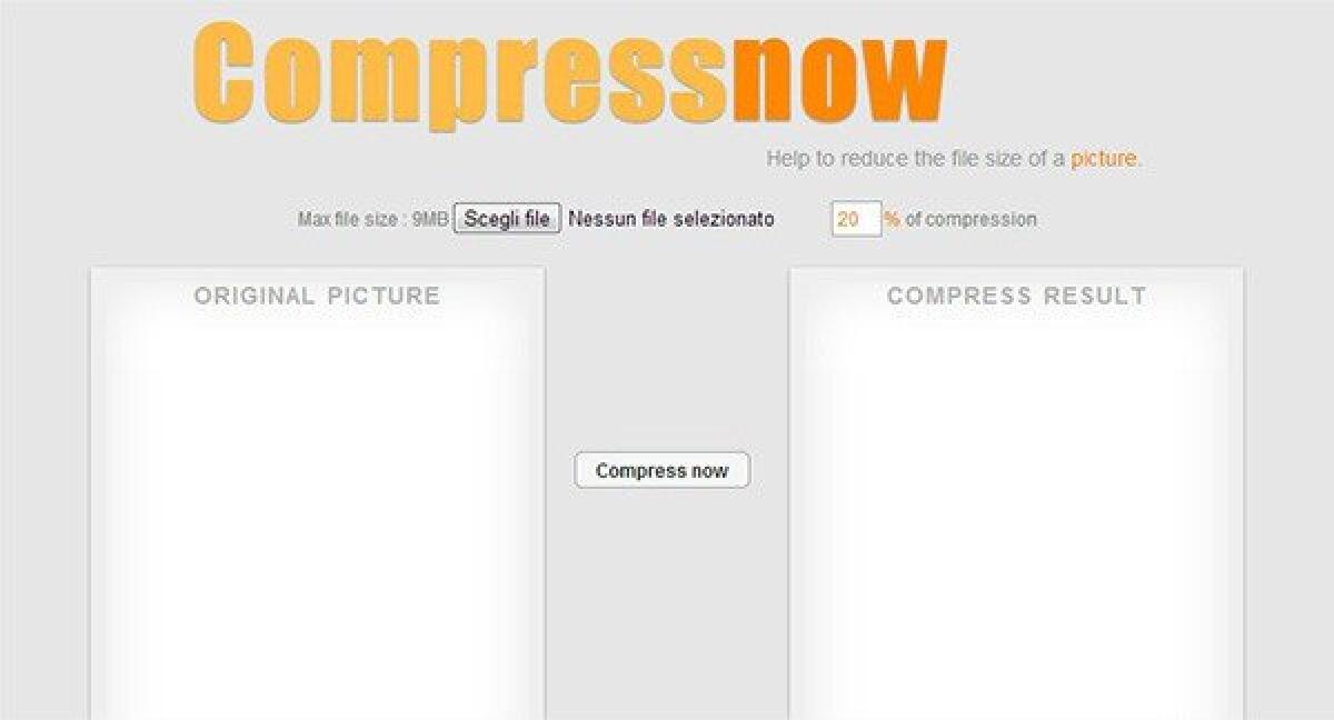 Ridurre dimensione e peso di immagini gratis online con CompressNow - 