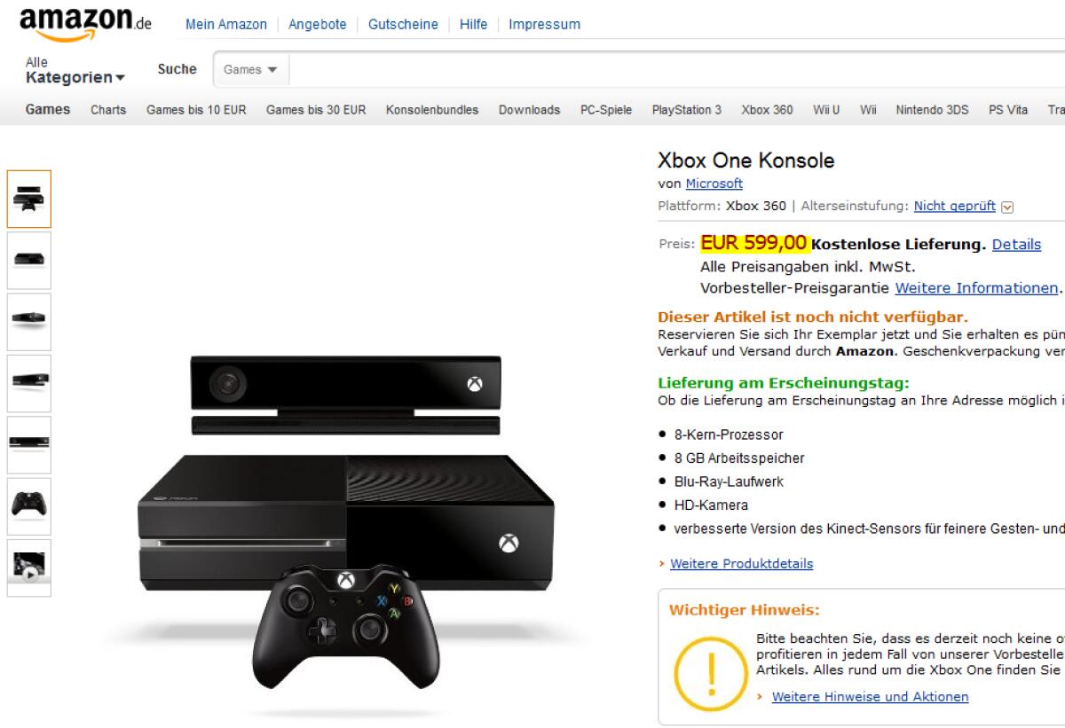 Ecco il prezzo ufficiale di Xbox One: 599€ - 