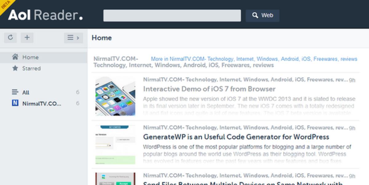 AOL lancia il suo Feed Reader alternativo a Google Reader. Ecco i dettagli - 
