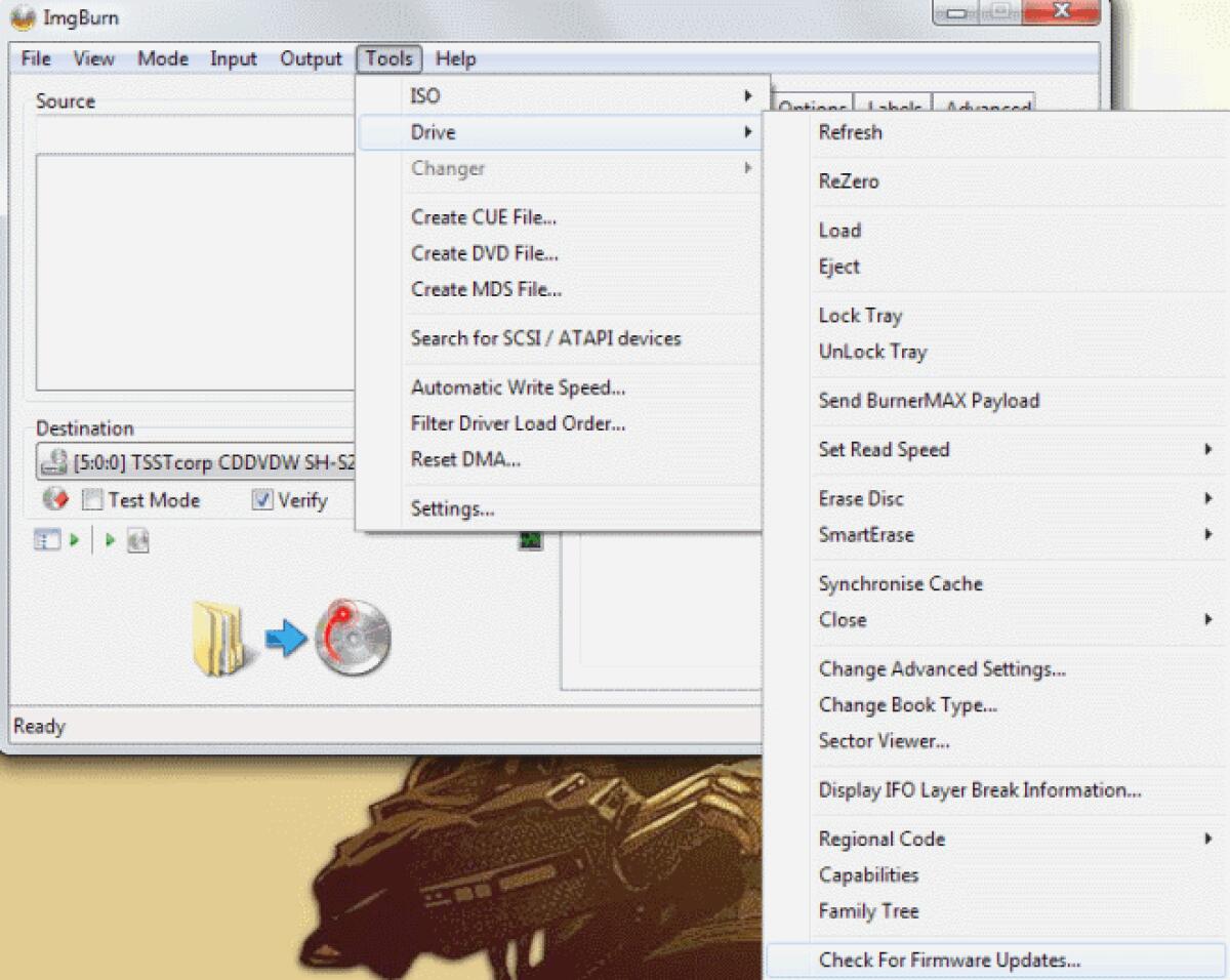 Utilizzare ImgBurn per Aggiornare il Firmware del Masterizzatore - 