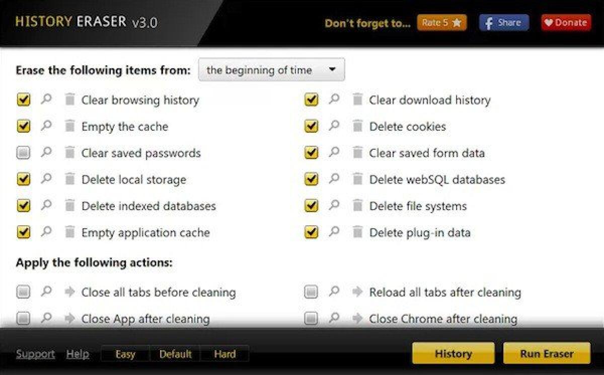 Cancellare le tracce di navigazione da Google Chrome con History Eraser - 