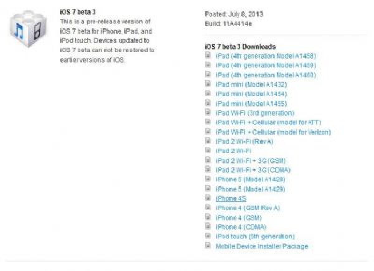 Download Apple iOS 7 beta 3 per iPhone, iPod, iPad - 