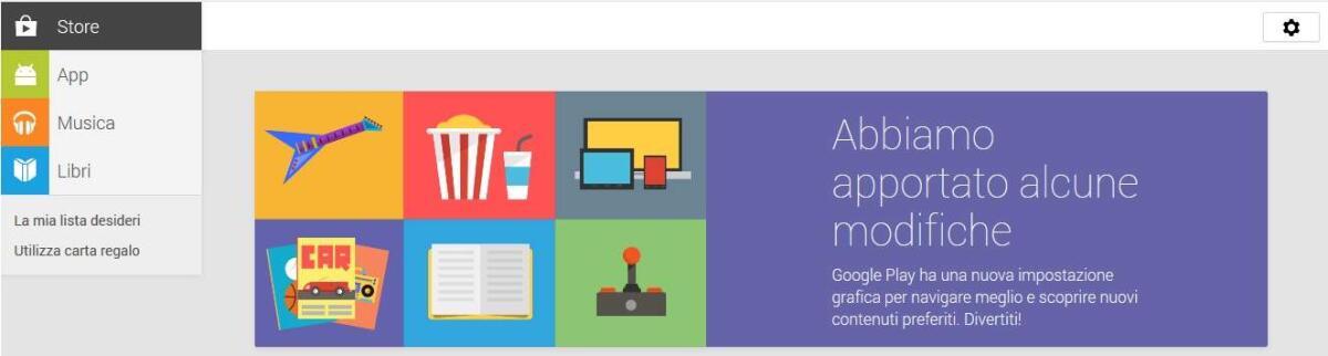 Nuova interfaccia Grafica del Google Play Store Web: Più veloce, intuitivo e con l'introduzione delle Gift Cards in Italia - 