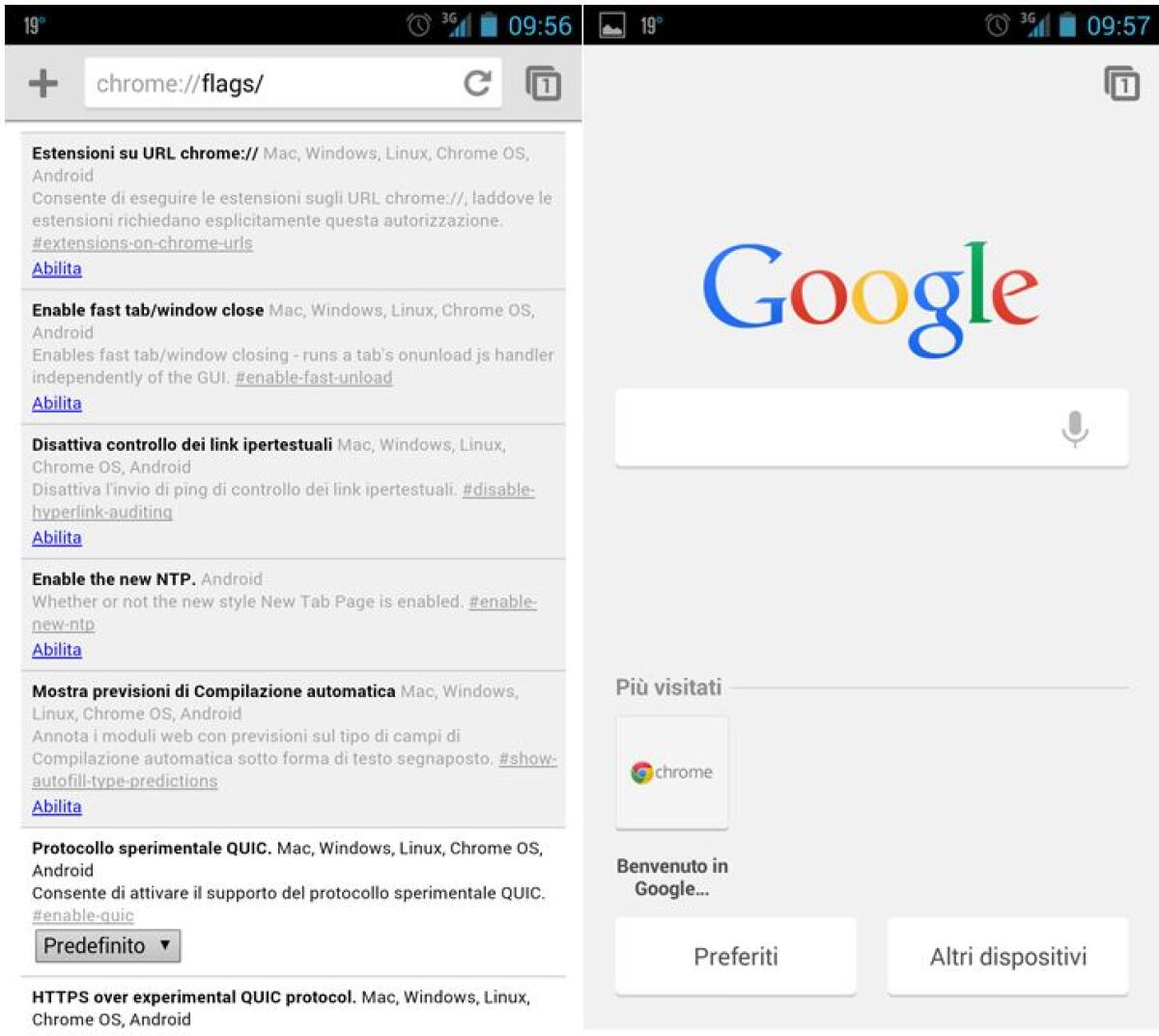 Come attivare la nuova pagina iniziale di Google nel browser Chrome Beta per Android - 
