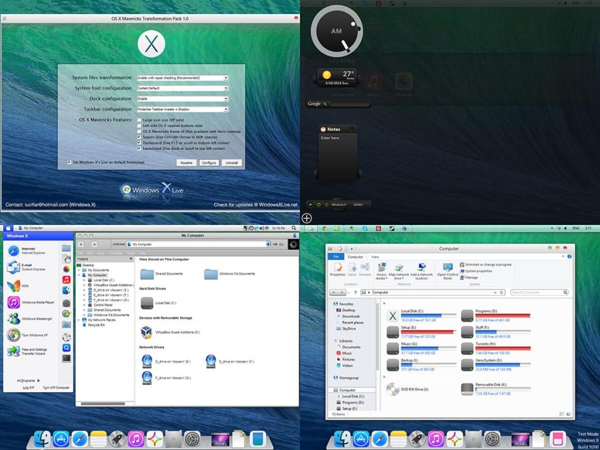 Trasformare Windows Xp, Vista, 7 o 8 in MAC OSX con OSX Mavericks Transformation Pack [Windows App] - 