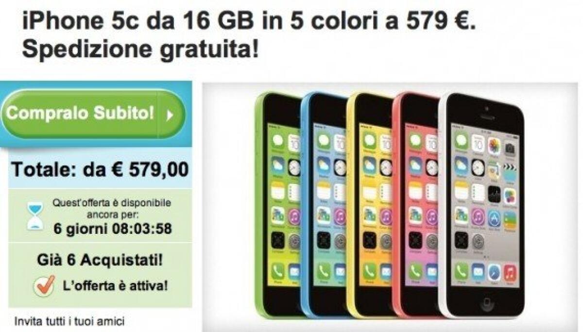 iPhone 5C in vendita su Groupon al prezzo di 579€! - 