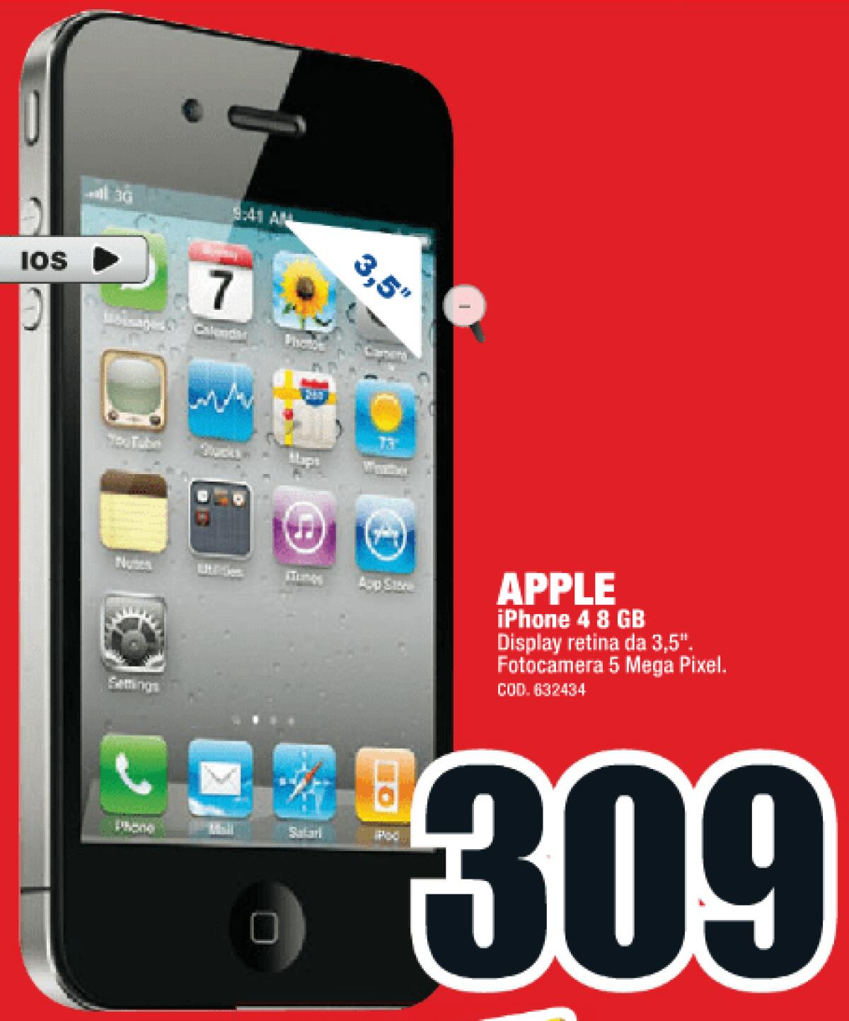 Offerte Tecnologia: iPhone 4 16 Gb a €309 nel volantino MediaWorld - 