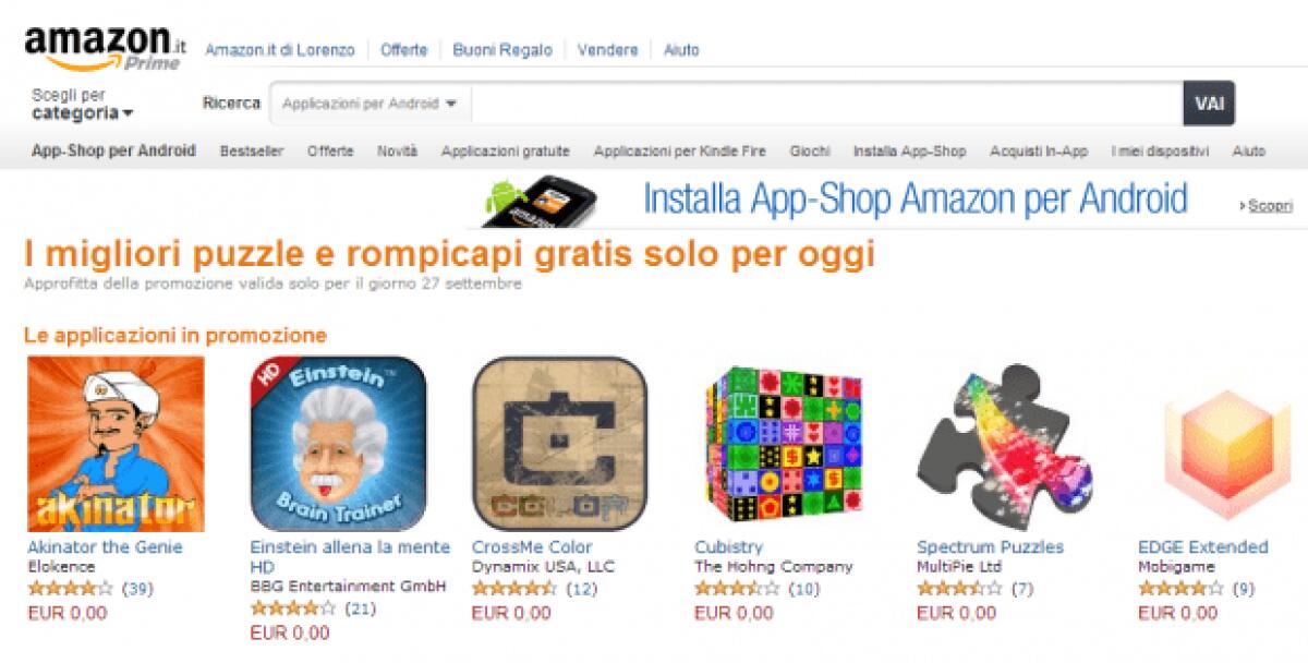 Amazon App Shop regala 6 giochi da scaricare gratis per Android - 