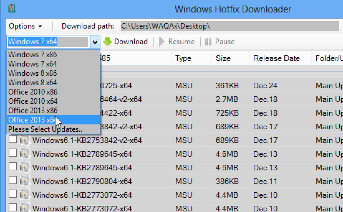 Windows Hotfix Downloader: Scaricare gli aggiornamenti di Windows 7, 8, Office 2010 e 2013 Off-Line - 