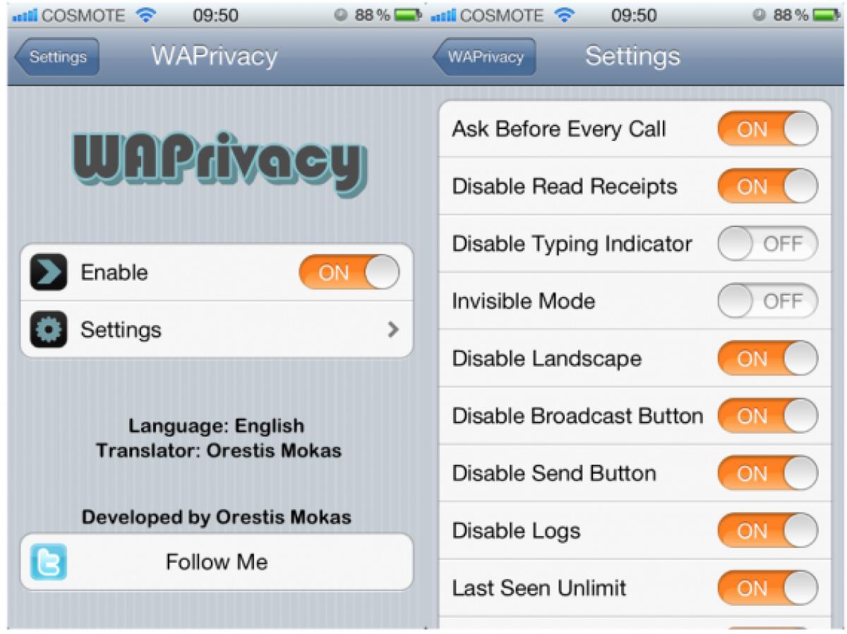 Migliorare e aumentare sicurezza e privacy di WhatsApp su iPhone con WAPrivacy - 