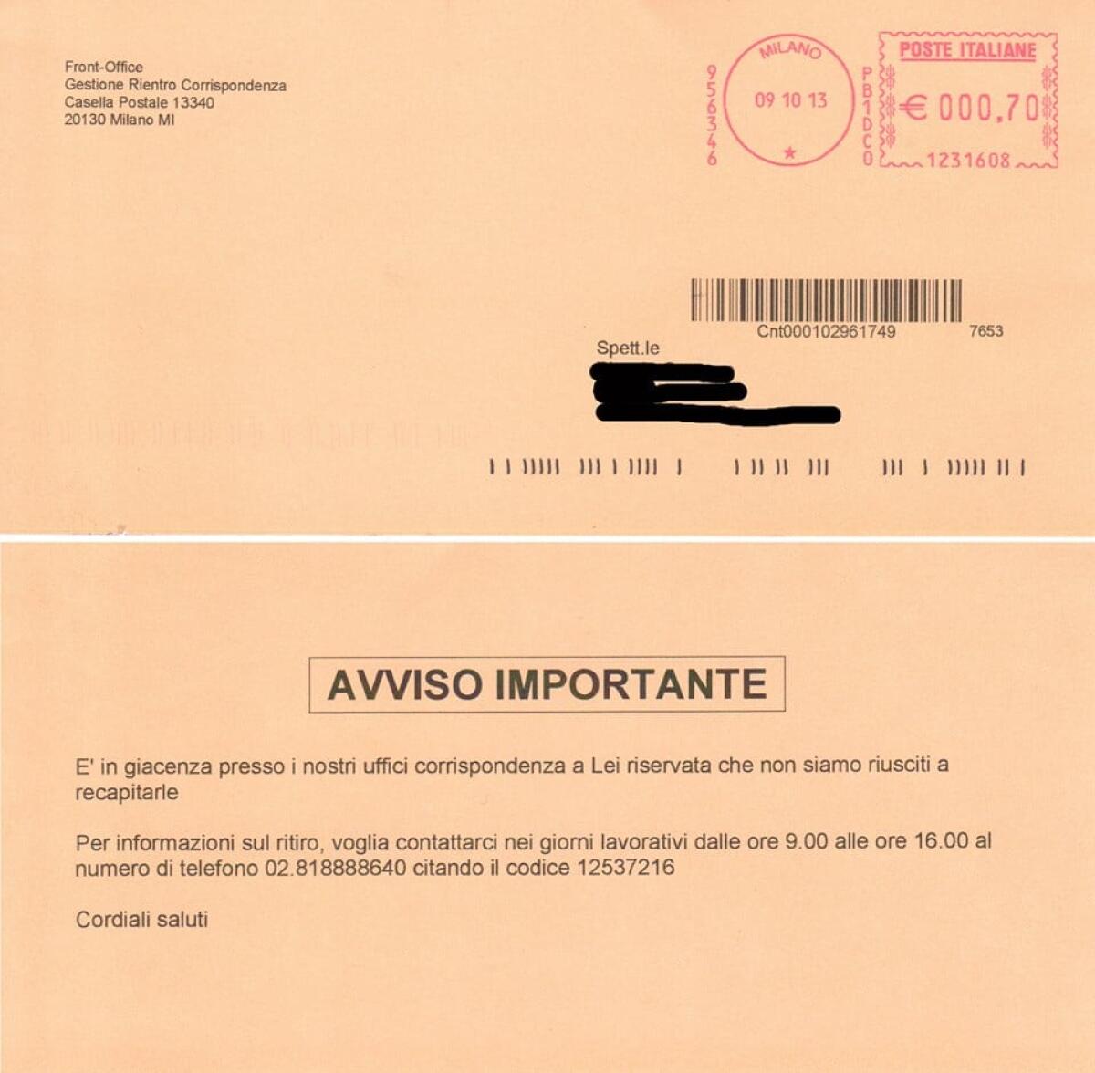 TRUFFE: Invio cartolina a casa con richiesta di telefonare al numero 02818888xxx - 
